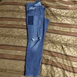Patch work denim capri